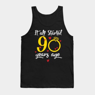 Wedding Anniversary 90 Years Together Golden Family Marriage Gift For Husband And Wife Tank Top